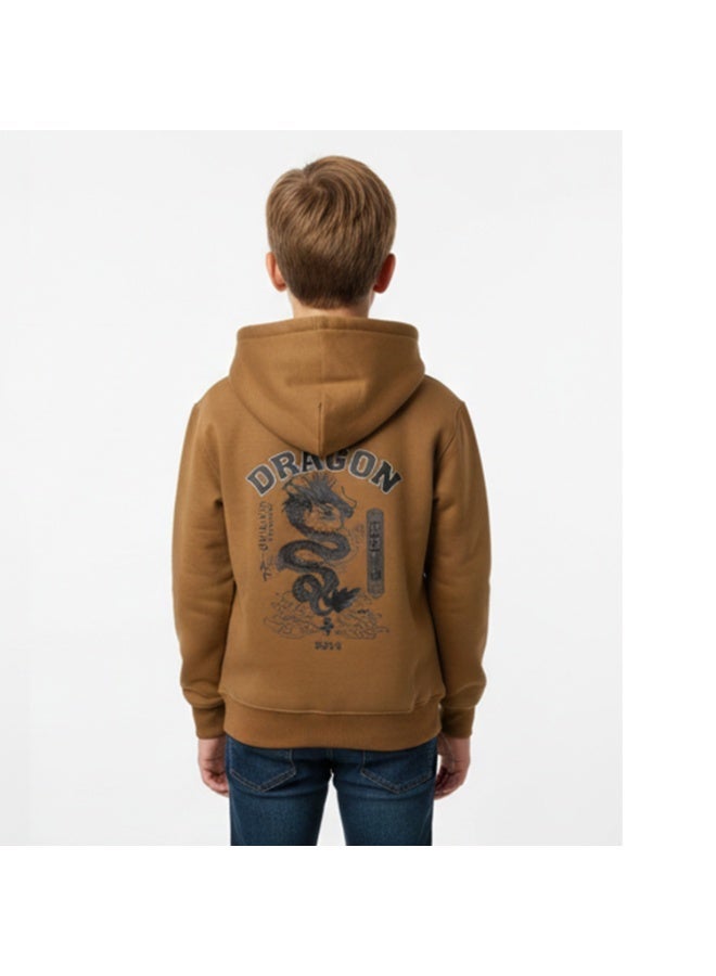 Caesar Milton boys' winter hoodie with prints on the chest and back - Image 4